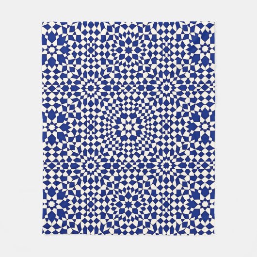 Navy Blaues Mosaik-Geometrisches Muster Fleecedecke (Vorderseite)