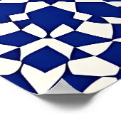 Navy Blaues Mosaik-Geometrisches Muster Poster (Ecke)