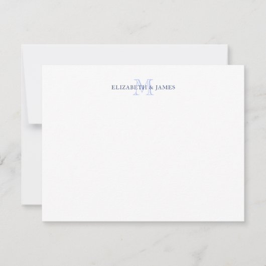 Navy Blaues Paar-Monogramm Initiale personalisiert Mitteilungskarte (Vorderseite)