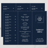 Navy-Blaues Restaurant-Logo-Abholmenü-Design (Vorne/Hinten)