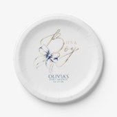 Navy Blaues Schleifchen It's a Boy Baby Shower Pappteller (Vorderseite)