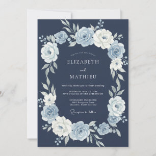 Navy-Blaues Sonnenwend-Hochzeit Einladung