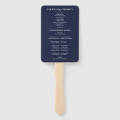 Navy Blaues und goldenes Monogramm-Hochzeitsprogra Fächer (Rückseite)
