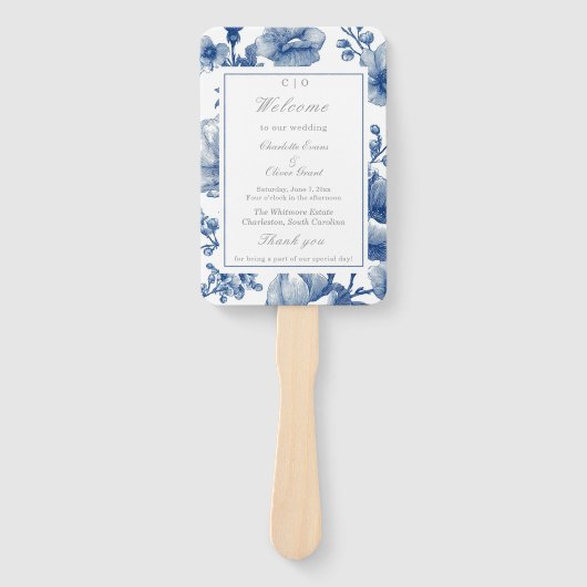 Navy Blaues und Silbernes Hochzeitsprogramm Fächer (Vorderseite)