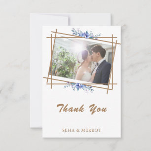 Navy blaues Wasser rustikale Blumenkarte Dankeskarte