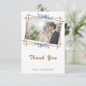 Navy blaues Wasser rustikalen Blumenkohl Dankeschö Dankeskarte (Stehend Vorderseite)