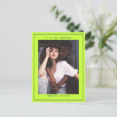 Navy blaugrünes einfaches Foto Hochzeit speichern  Postkarte (Stehend Vorderseite)