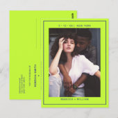 Navy blaugrünes einfaches Foto Hochzeit speichern  Postkarte (Vorne/Hinten)