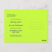 Navy blaugrünes einfaches Foto Hochzeit speichern  Postkarte (Rückseite)