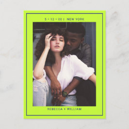 Navy blaugrünes einfaches Foto Hochzeit speichern  Postkarte