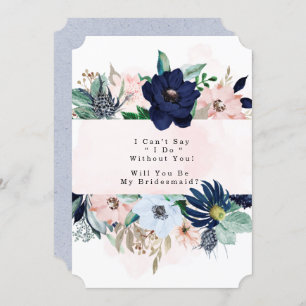 Navy Blink Pink Floral werden Sie meine Bridesmaid Einladung
