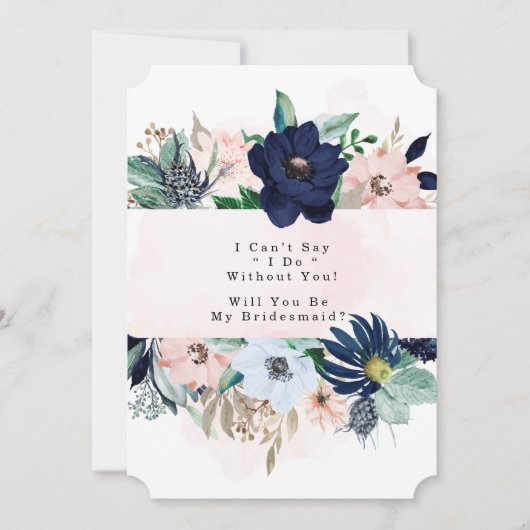 Navy Blink Pink Floral werden Sie meine Bridesmaid Einladung (Vorderseite)