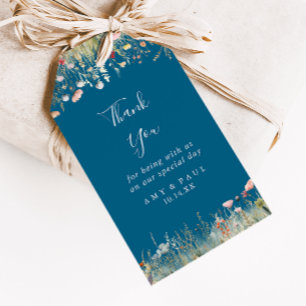 Navy Blissful Boho Wildblume Wedding Vielen Dank Geschenkanhänger