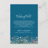 Navy Blissful Boho Wildflower Wedding Wishing Well Begleitkarte (Vorderseite)