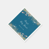Navy Blissful Colorful Boho Wildflower Baby Shower Serviette (Ecke)