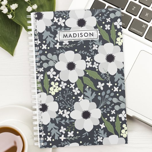 Navy Blooms floral Personalisiert Planer