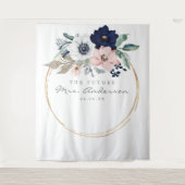 Navy Blooms Future Frau Brautparty Backdrop Wandteppich (Vorderseite)