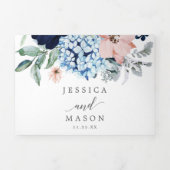 Navy Blooms Hochzeit von dreistündigen Einladungen (Cover)