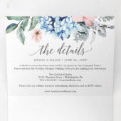 Navy Blooms Hochzeit von dreistündigen Einladungen (Innen Erste Seite)