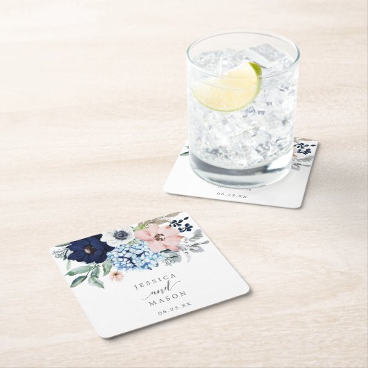 Navy Blooms Hochzeiten Untersetzer (Vor Ort)