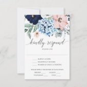 Navy Blooms Wedding RSVP Card Einladung (Vorderseite)