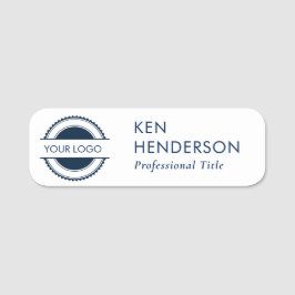 Navy-Blu-Schwarz-Weiß-Logo Namensschild