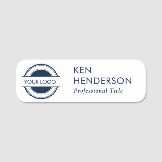 Navy-Blu-Schwarz-Weiß-Logo Namensschild (Vorderseite)