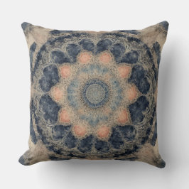 Navy Blue 0range Beige Mandala Print Kissen