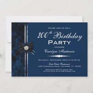 Navy Blue 100. Geburtstagsparty Einladung