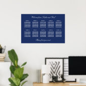 Navy Blue 10 Table Wedding Seating Chart Poster (Heimbüro)