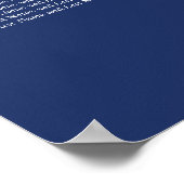 Navy Blue 12 Table Wedding Seating Chart Poster (Ecke)