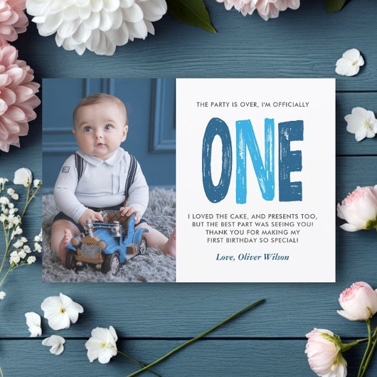 Navy & Blue 1. Geburtstag Vielen Dank Dankeskarte