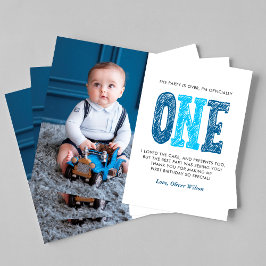 Navy & Blue 1. Geburtstag Vielen Dank Postkarte