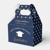 Navy Blue 2024 Abschluss Gold Polka Dots Party Geschenkschachtel (Vorderseite)