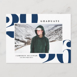 Navy Blue 2025 Fett Typografie Foto Abschluss Einladungspostkarte
