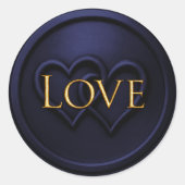 Navy Blue 2 Two Hearts Gold Love Wedding Runder Aufkleber (Vorderseite)