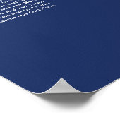 Navy Blue 30 Table Wedding Seating Chart Poster (Ecke)
