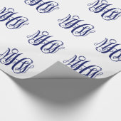 Navy Blue 3 Initial Vine Script Monogram DIY BG Geschenkpapier (Ecke)