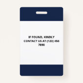 Navy Blue 3 Logos Presse-ID-Abzeichen Ausweis (Rückseite)