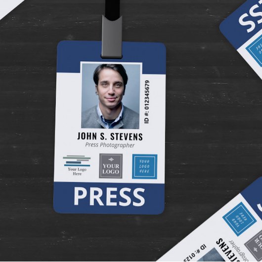 Navy Blue 3 Logos Presse-ID-Abzeichen Ausweis
