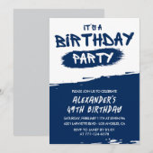 Navy Blue 49. Geburtstag Einladungen Männer Graffi (Vorne/Hinten)