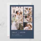 Navy Blue 5 Foto Moderne Hochzeit Einladung (Vorderseite)