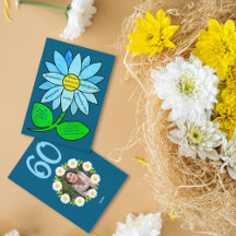 Navy Blue 60. Geburtstag Simple Blue Sonnenblume