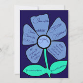 Navy Blue 60. Geburtstag Simple Doodle Blume Einladung (Vorderseite)