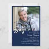 Navy Blue 60. Geburtstags-Foto Einladung (Vorderseite)