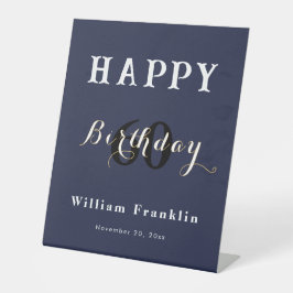 Navy Blue 60. Geburtstagsfeier Sockelschild