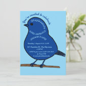 Navy Blue 60th Birthday Niedlich Bird Dinner Party Einladung (Stehend Vorderseite)