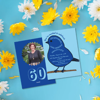 Navy Blue 60th Birthday Niedlich Bird Dinner Party Einladung