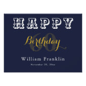 Navy Blue 60th Birthday Party Celebration Glossy Poster (Vorderseite)