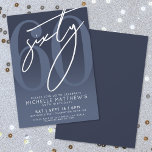 Navy Blue 60th Birthday Party Einladung<br><div class="desc">Celebrate sixty years in style with this modern 60th birthday party invitation. The design features a dark navy blue background that gradually transitions to a lighter blue at the bottom in a smooth gradient. A large "60" in the lighter blue color dominates the center, with a white handwritten script-style "Sixty"...</div>